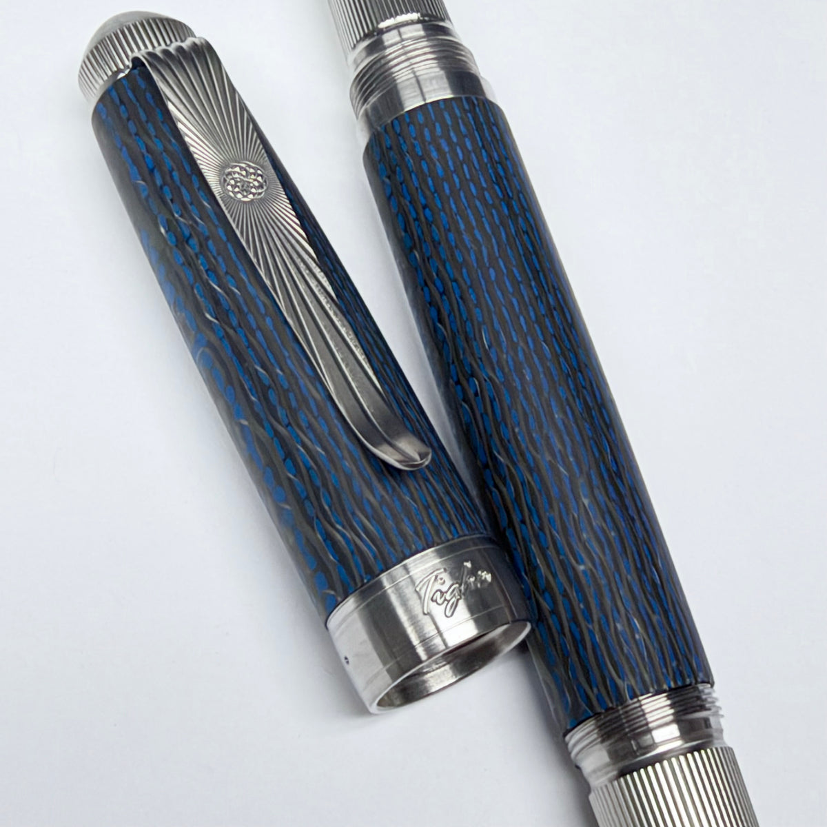Blue Pinstripe — Blue Fiberglass & Carbon Fiber Pen