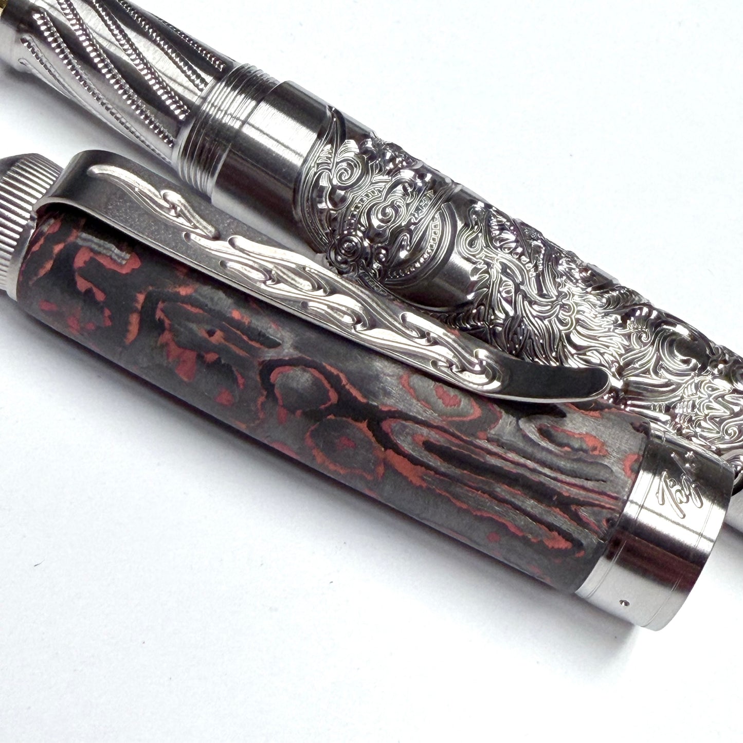 Fire Dragon & Lava Carbon Fiber Fountain Pen