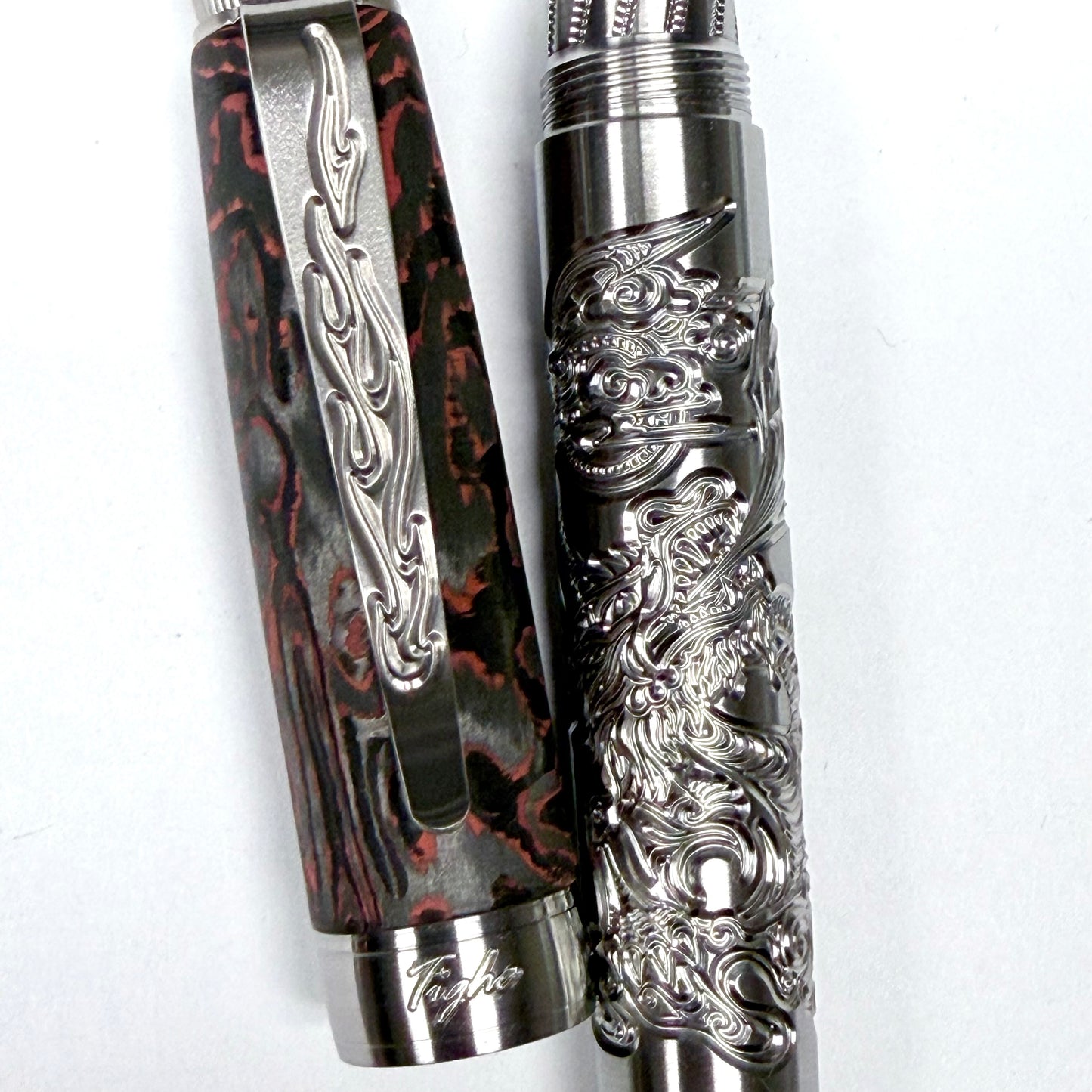 Fire Dragon & Lava Carbon Fiber Fountain Pen