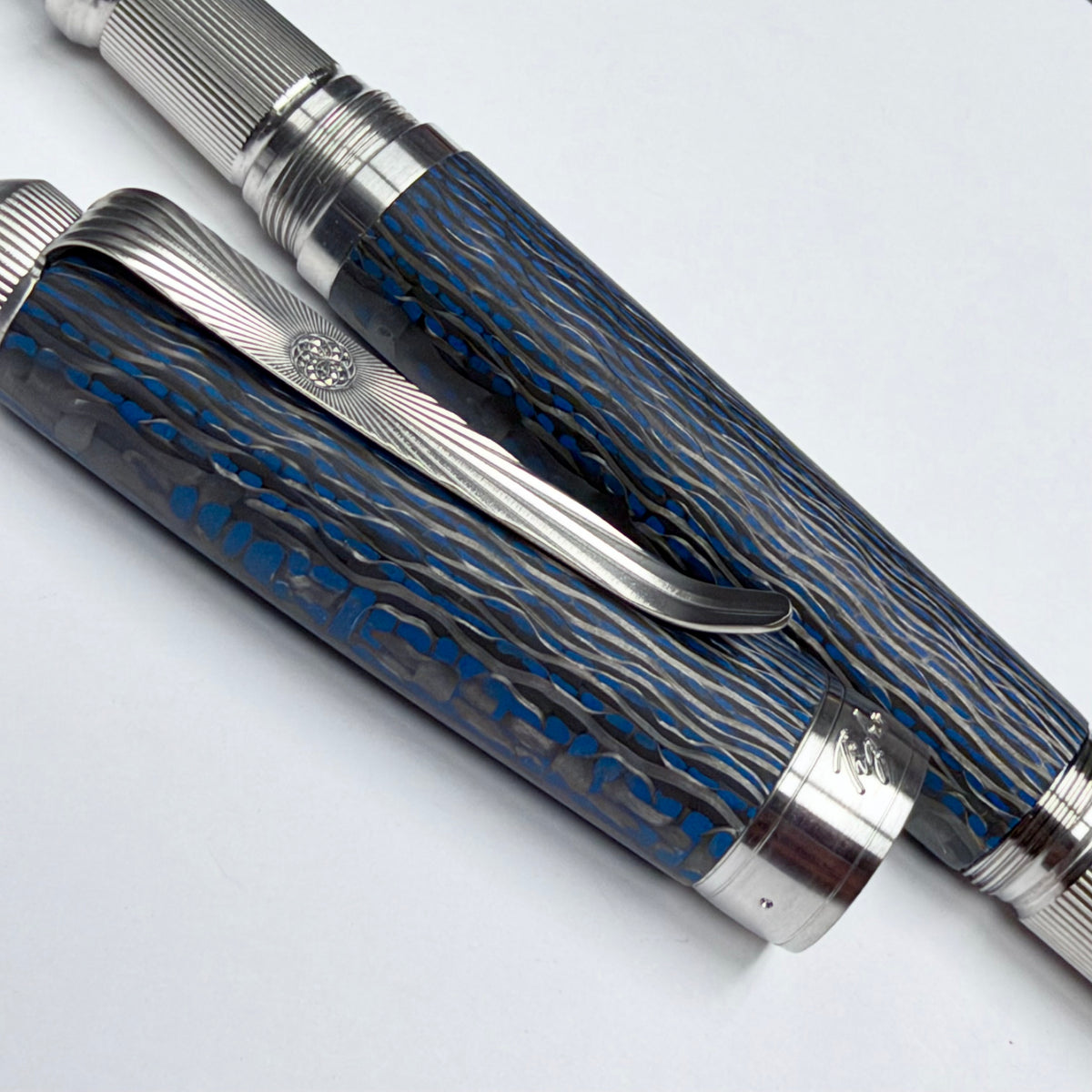 Blue Pinstripe — Blue Fiberglass & Carbon Fiber Pen