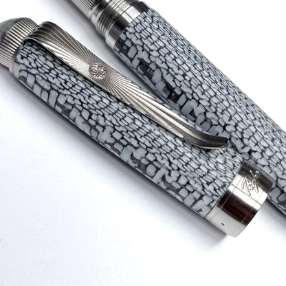 Cracked Ice — White Fiberglass & Carbon Fiber Pen