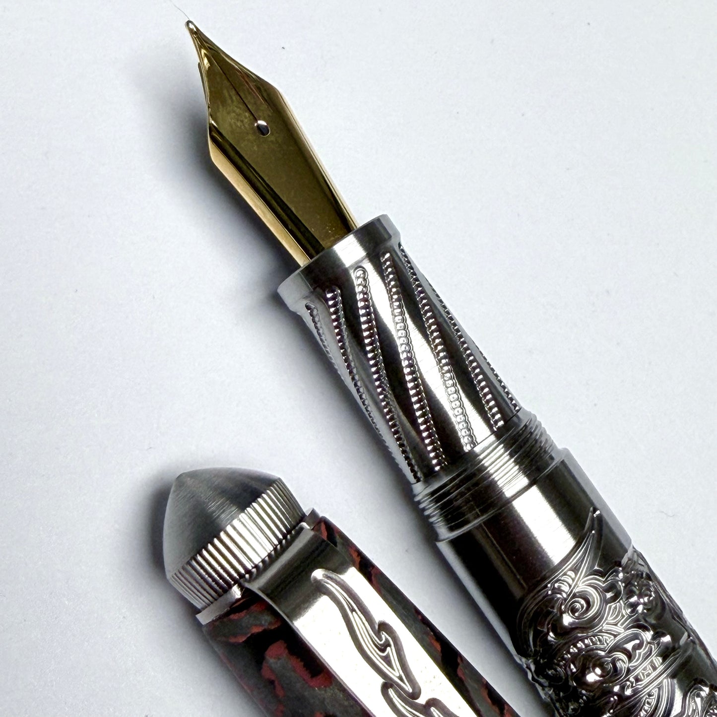 Fire Dragon & Lava Carbon Fiber Fountain Pen