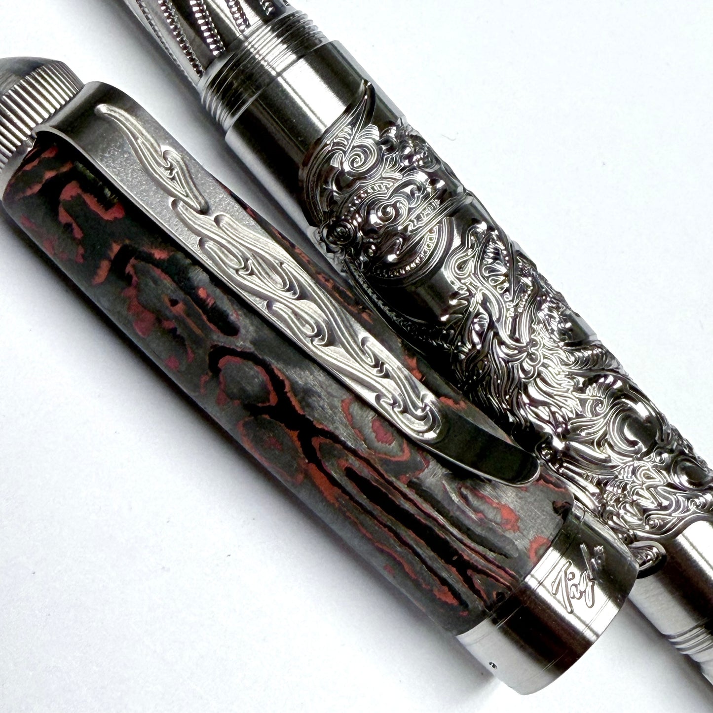 Fire Dragon & Lava Carbon Fiber Fountain Pen