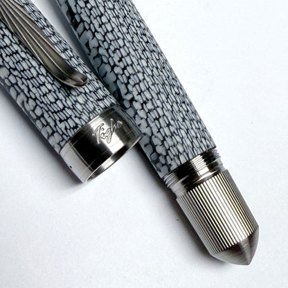 Cracked Ice — White Fiberglass & Carbon Fiber Pen