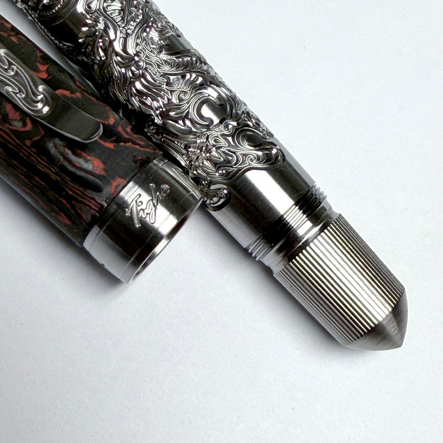 Fire Dragon & Lava Carbon Fiber Fountain Pen
