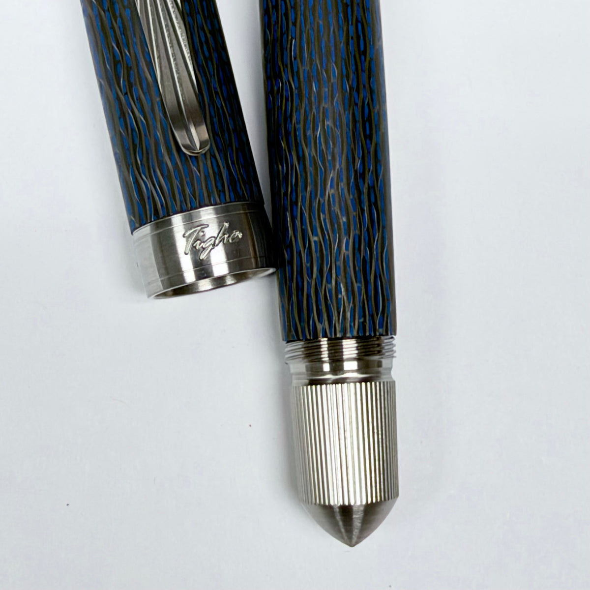 Blue Pinstripe — Blue Fiberglass & Carbon Fiber Pen