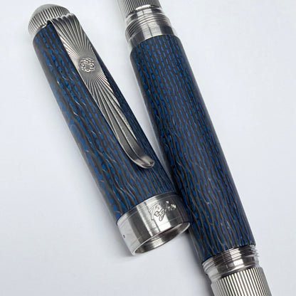 Blue Pinstripe — Blue Fiberglass & Carbon Fiber Pen