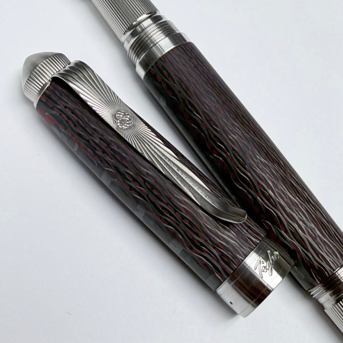 Red Pinstripe — Red Fiberglass & Carbon Fiber Pen