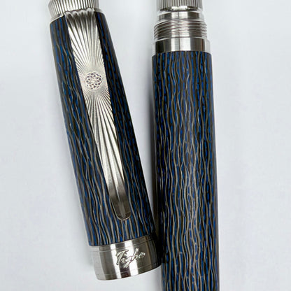 Blue Pinstripe — Blue Fiberglass & Carbon Fiber Pen
