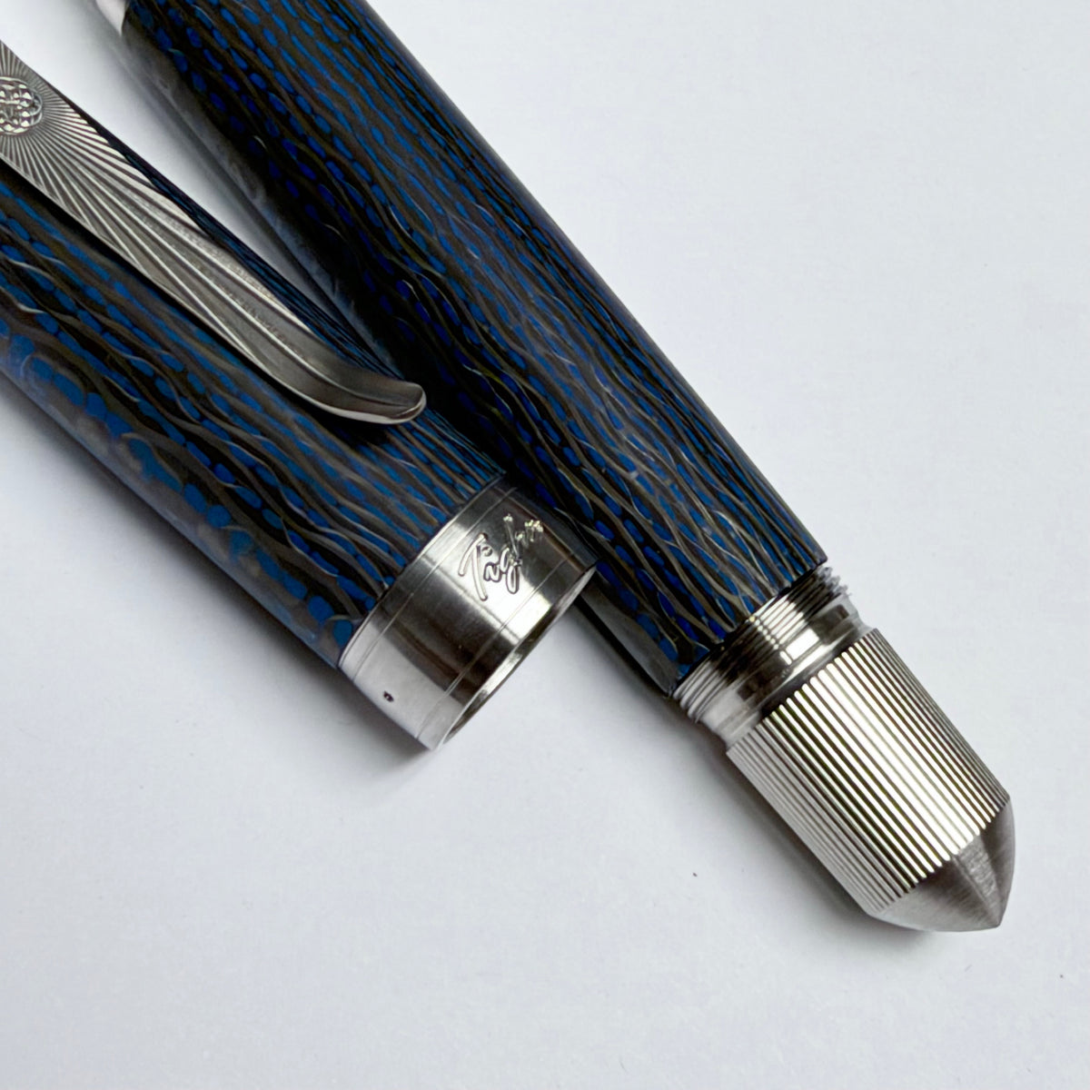 Blue Pinstripe — Blue Fiberglass & Carbon Fiber Pen