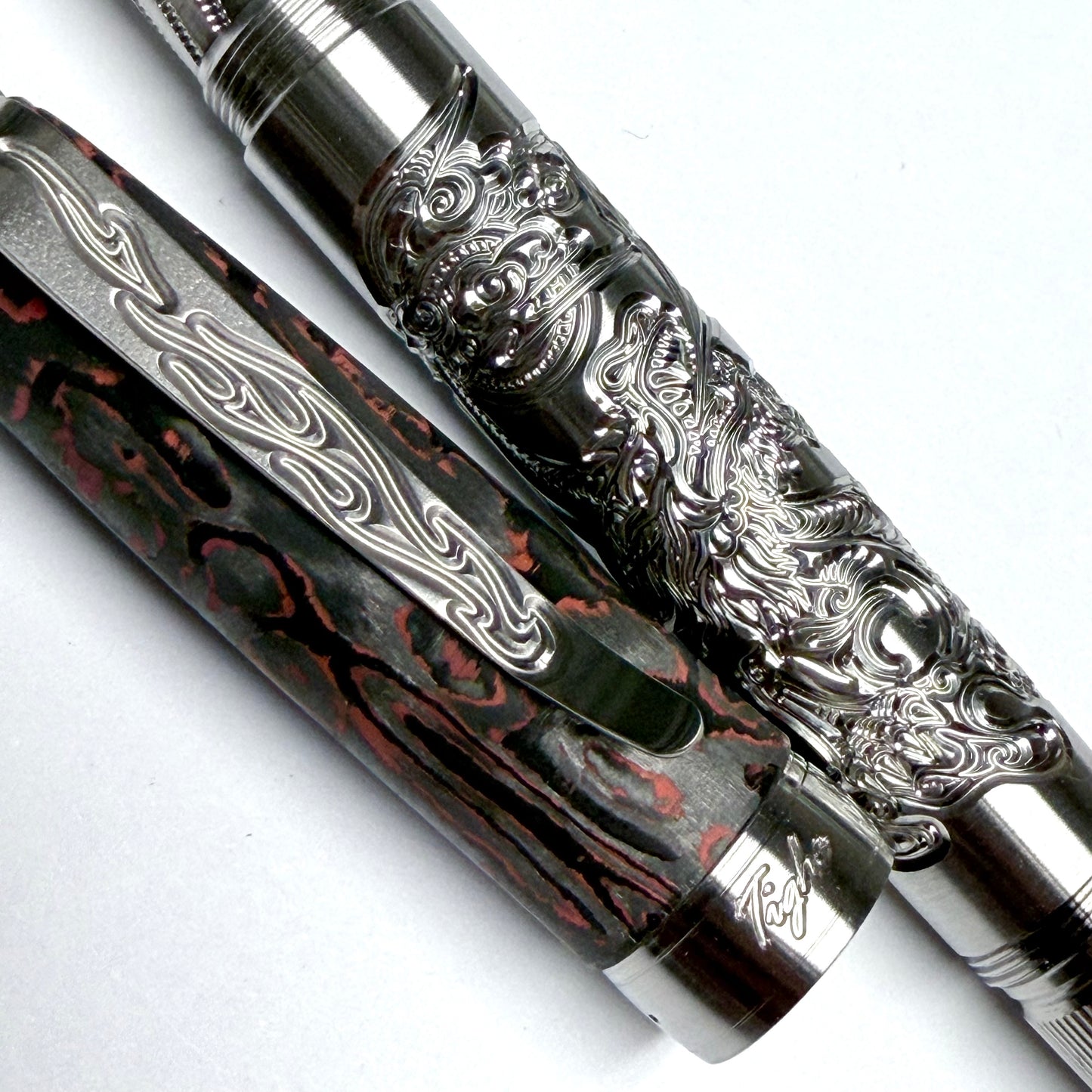 Fire Dragon & Lava Carbon Fiber Fountain Pen