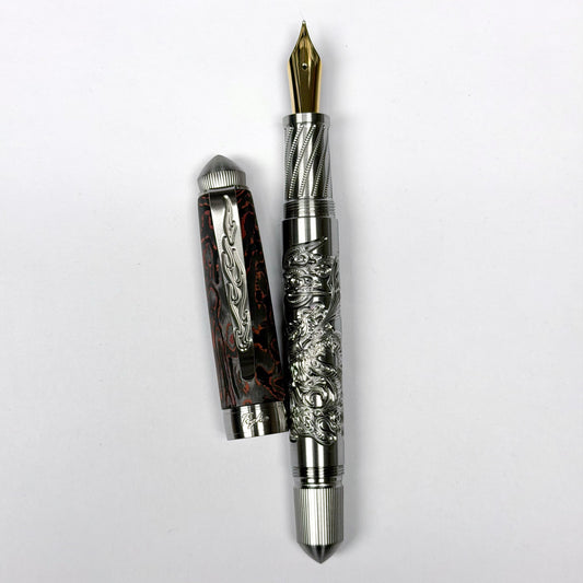 Fire Dragon & Lava Carbon Fiber Fountain Pen