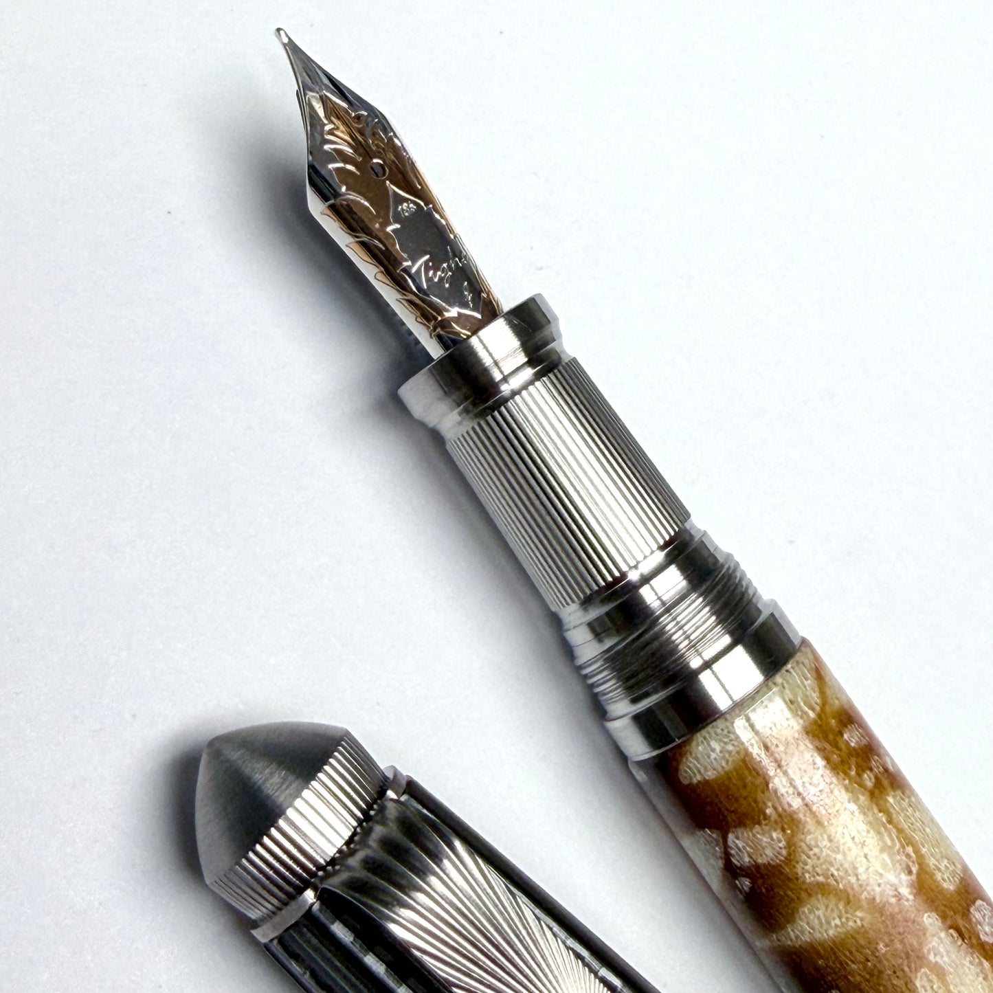 White Tiger Coral & Black Zirconium Fountain Pen
