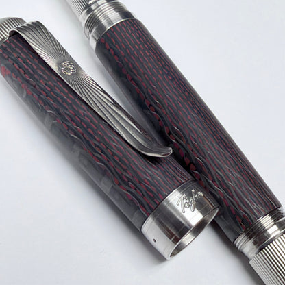 Red Pinstripe — Red Fiberglass & Carbon Fiber Pen
