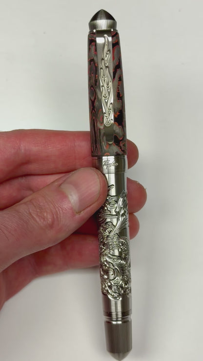 Fire Dragon & Lava Carbon Fiber Fountain Pen