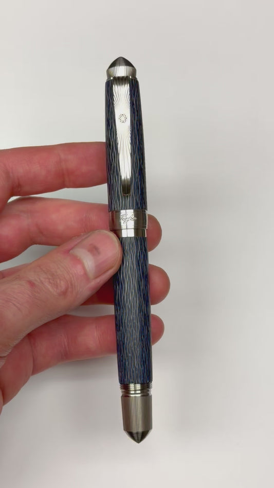 Blue Pinstripe — Blue Fiberglass & Carbon Fiber Pen